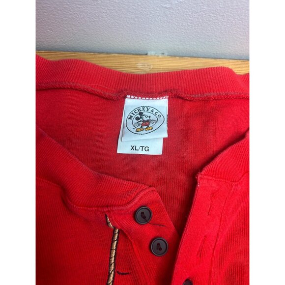 Mickey Mouse with rope winter red long sleeve shirt size XL men’s Mickey and co - Picture 4 of 6